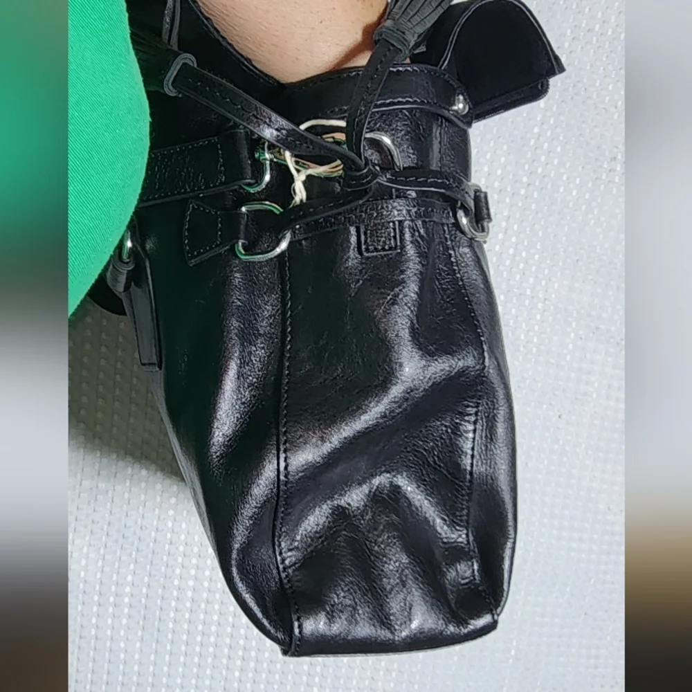 WILSON LEATHER EUC XL BLACK LEATHER BUSINESS TOTE WITH CROSSBODY STRAP